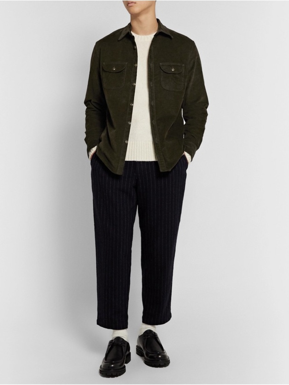 J. Crew Olive Green Corduroy Button-Down Overshirt - Picture 2 of 11